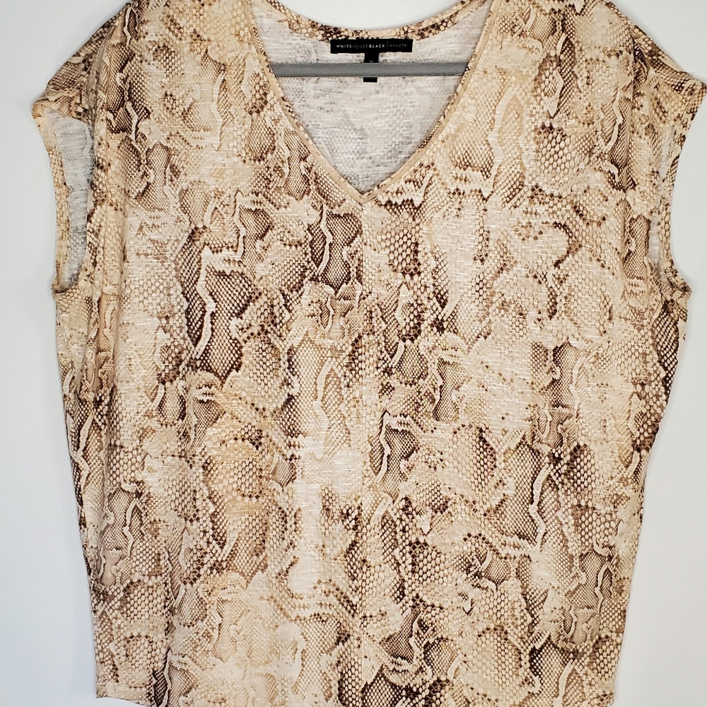 White House Black Market Women’s Size M - Snakeskin Print Cap Sleeve Top.
